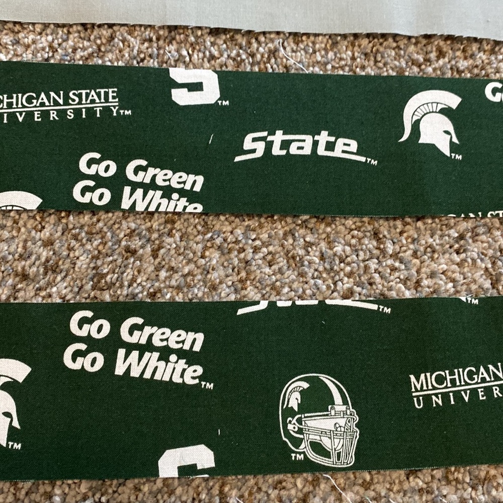 7 Michigan State Green and Gray Fabric Strips! - Picture 3 of 4